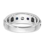 14k White Gold Men's Polished Satin and Grooved Square 1/6 Carat AA Quality Diamond and Lab Created - Sophia Jewelers