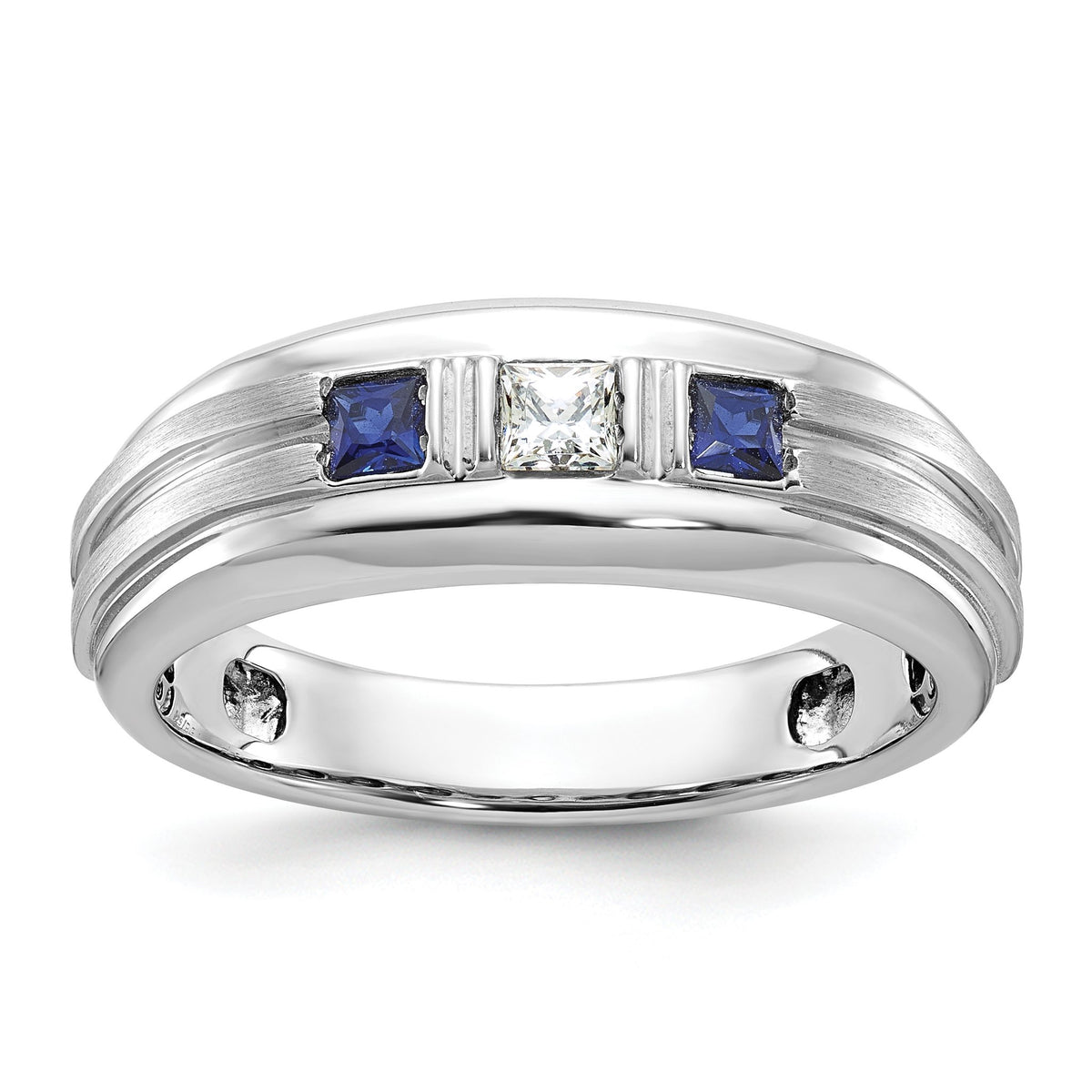 Men's Square Diamond & Lab-Created Ring in 14K White Gold (1/6 ct. tw.), Size 10 - Sophia Jewelers Main image