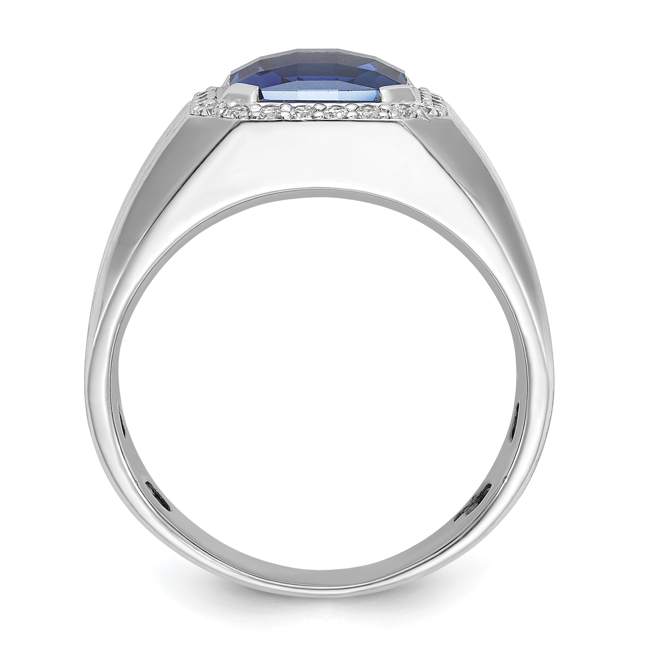 10k White Gold Men's Cr. Sapphire and Diamond Complete Ring Secondary image