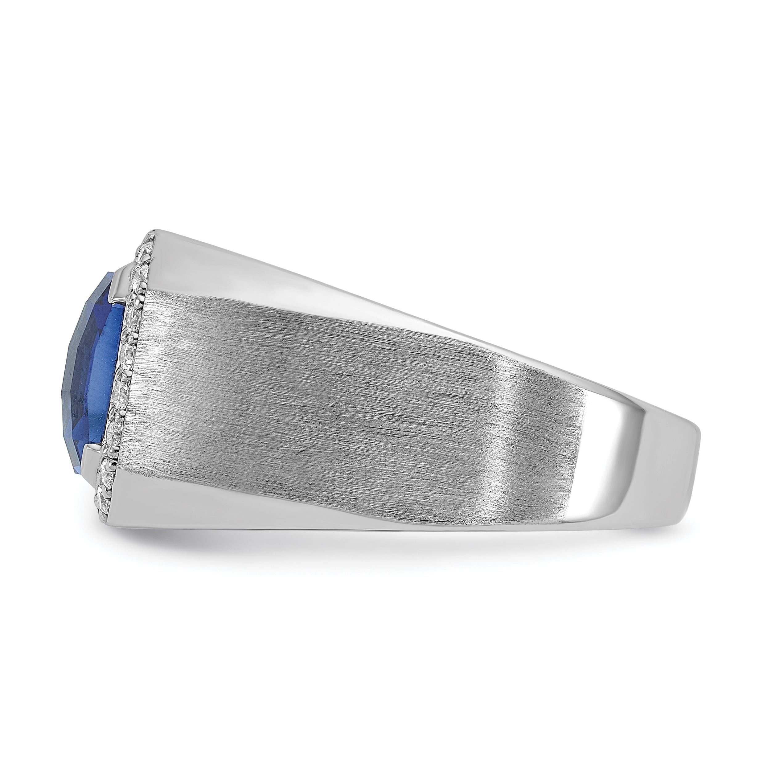 10k White Gold Men's Cr. Sapphire and Diamond Complete Ring