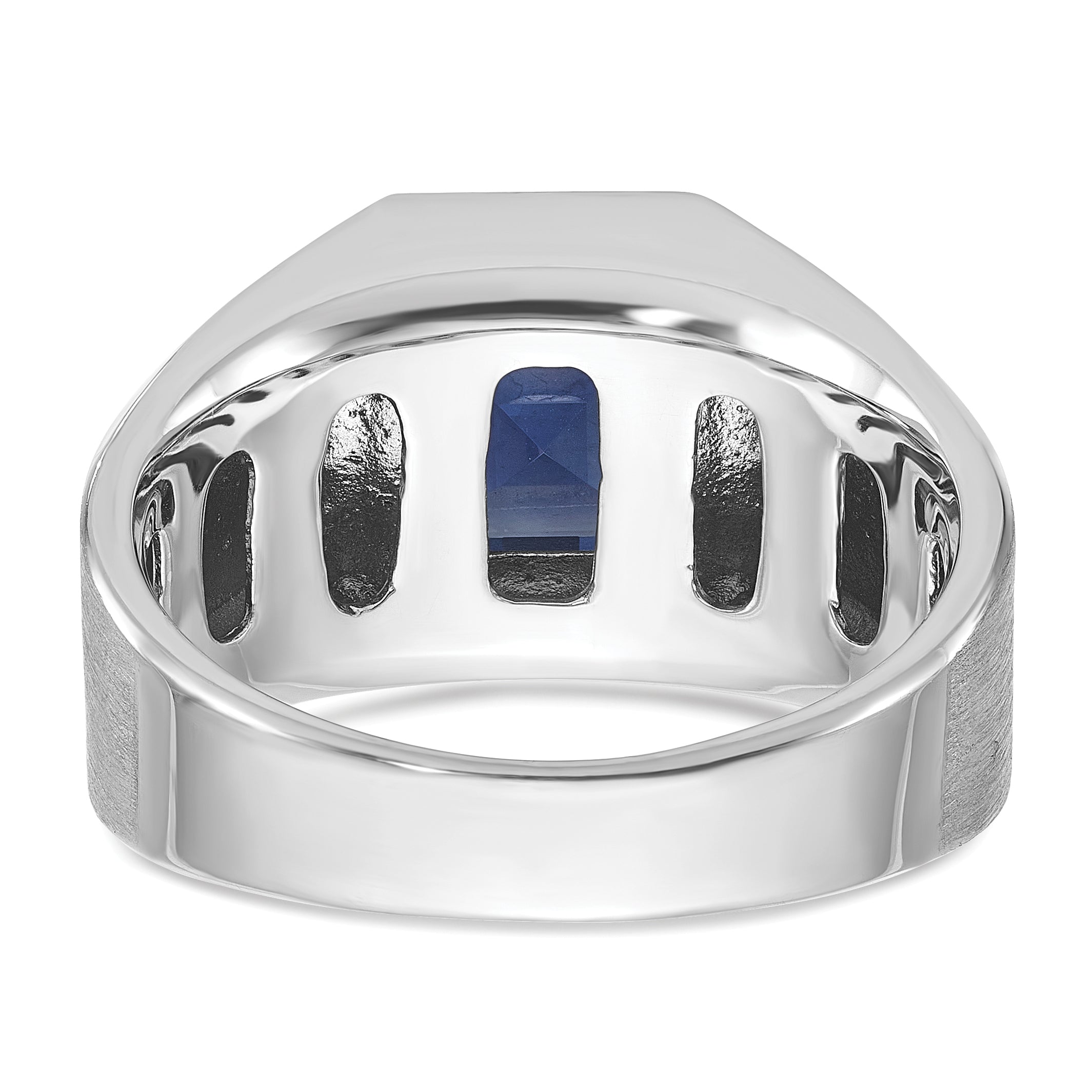 14k White Gold Mens Lab Created Sapphire and 1/3 carat Diamond Complete Ring - Sophia Jewelers