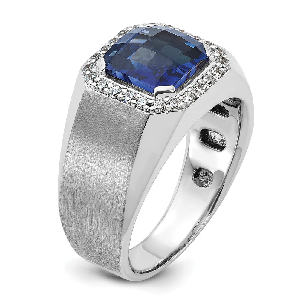 14k White Gold Mens Gemstone and Diamond Ring Mounting, Mounting Only - Sophia Jewelers
