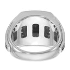 10k White Gold Men's Black Rhodium Onyx and Diamond Complete Ring