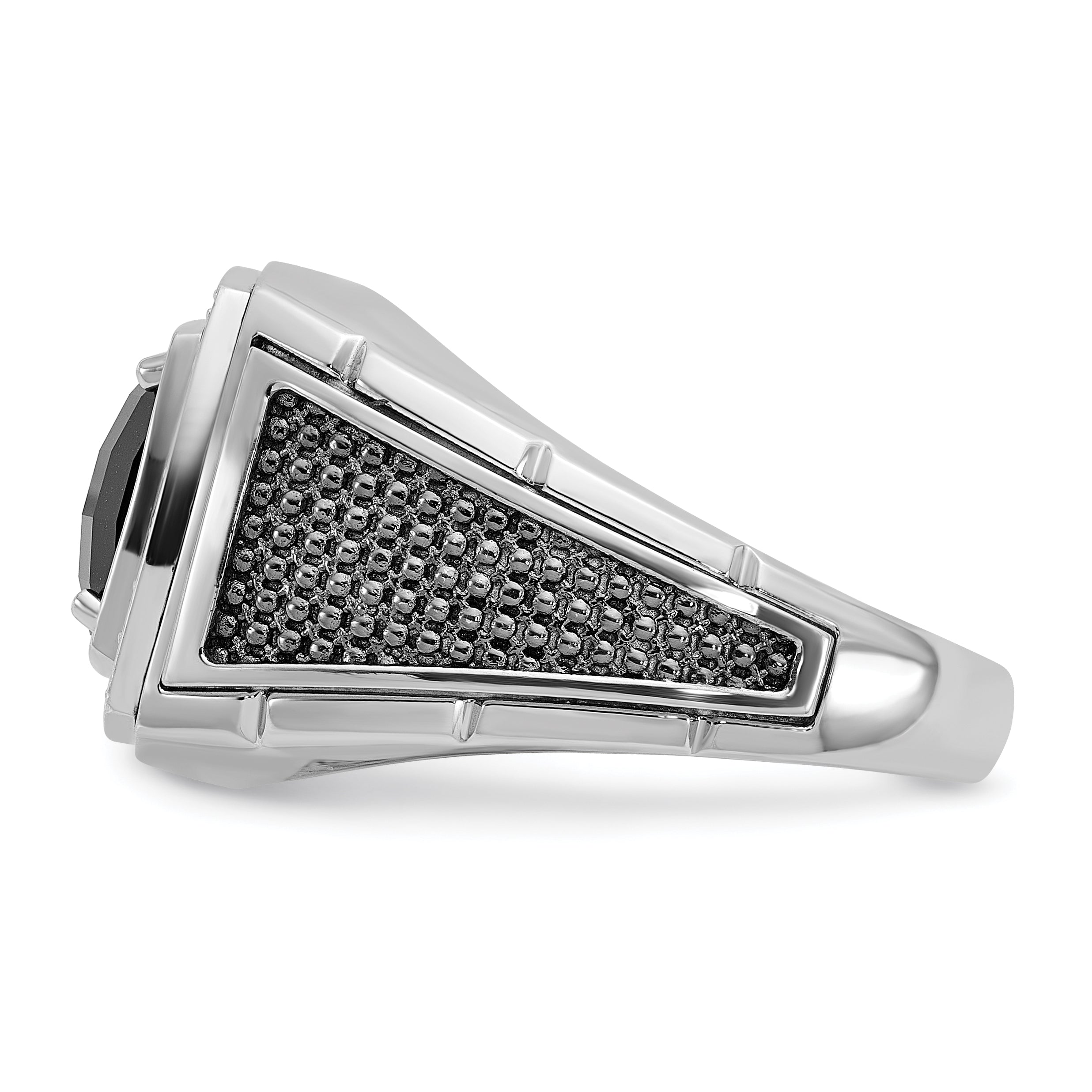 14k White Gold Mens Cushion Gemstone and Diamond Ring Mounting, Mounting Only - Sophia Jewelers