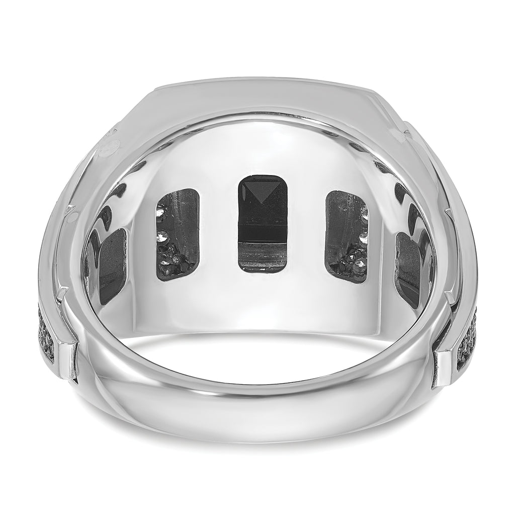 14k White Gold Mens Cushion Gemstone and Diamond Ring Mounting, Mounting Only - Sophia Jewelers