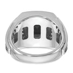 14k White Gold with Black Rhodium Mens Cushion Onyx and 1/4 carat Diamond Complete Ring - Sophia Jewelers