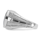 14k White Gold Mens Polished and Satin Cushion Onyx Ring Mounting, Mounting Only - Sophia Jewelers