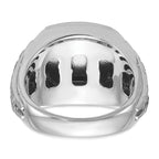 14k White Gold Mens Polished and Satin Cushion Onyx Ring Mounting, Mounting Only - Sophia Jewelers