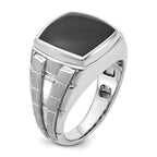 14k White Gold Mens Polished and Satin Cushion Onyx Ring Mounting, Mounting Only - Sophia Jewelers