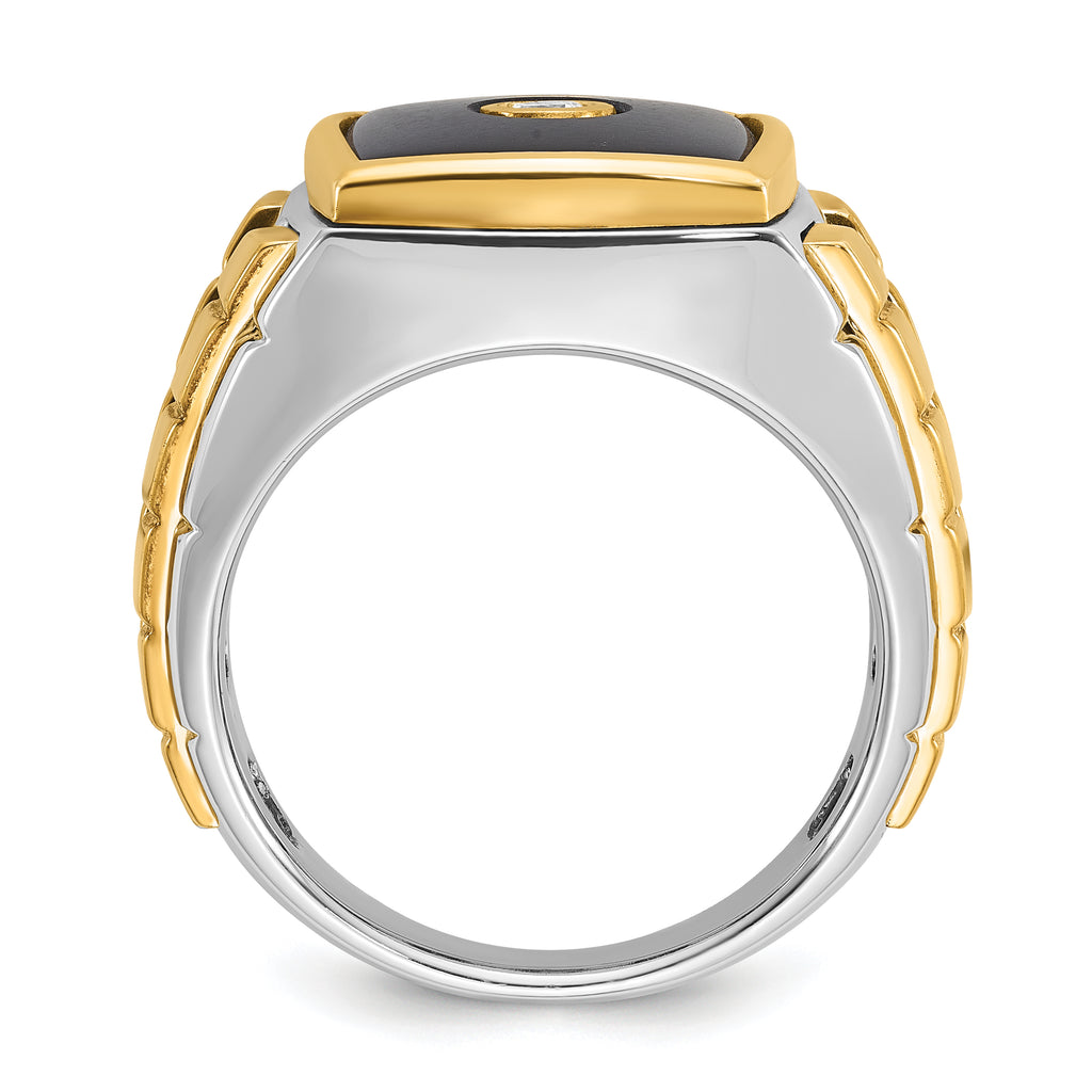 10k Two-tone Men's Onyx and Diamond Complete Ring