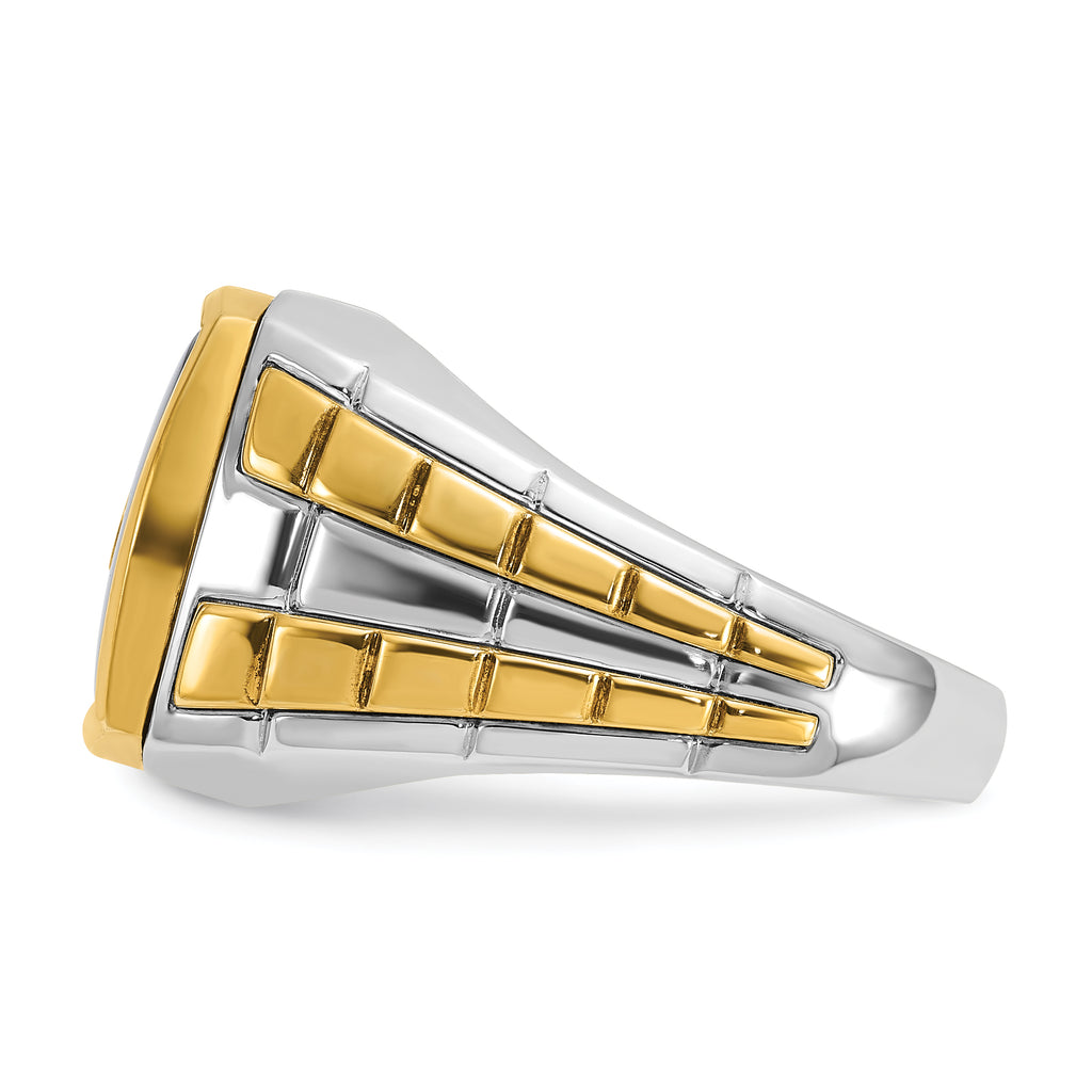 10k Two-tone Men's Onyx and Diamond Complete Ring