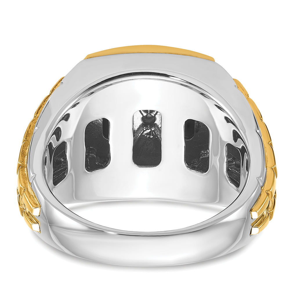 10k Two-tone Men's Onyx and Diamond Complete Ring