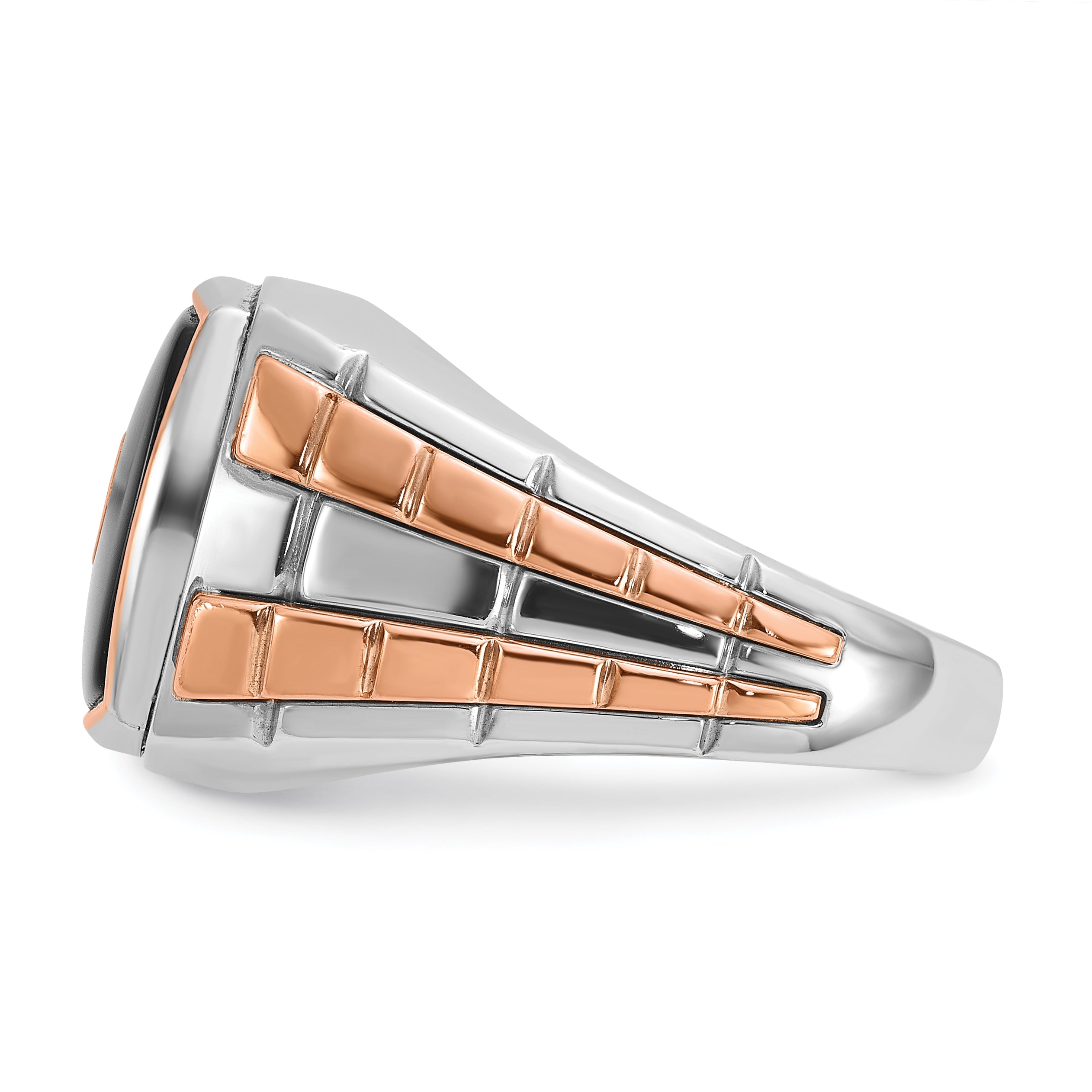 14k Two-tone White/Rose Gold Mens Cushion Onyx Diamond Ring Mounting, Mounting Only - Sophia Jewelers