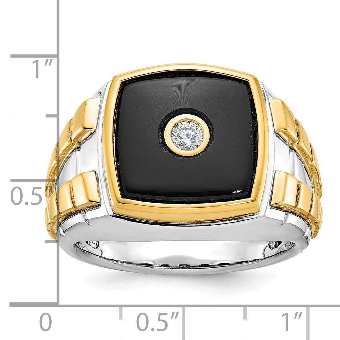 14k Two-tone Mens Cushion Onyx and Diamond Ring Mounting, Mounting Only Secondary image