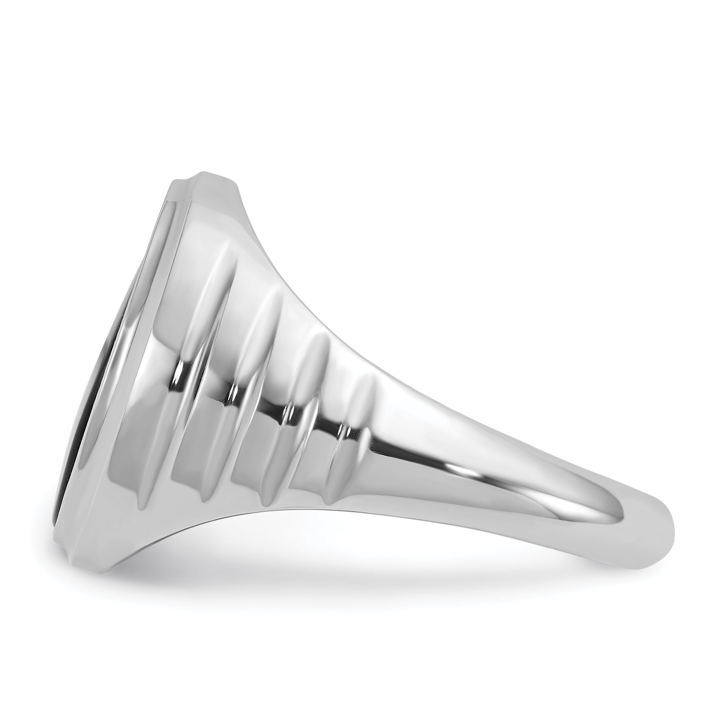 14k White Gold Mens Oval Gemstone Ring Mounting, Mounting Only - Sophia Jewelers
