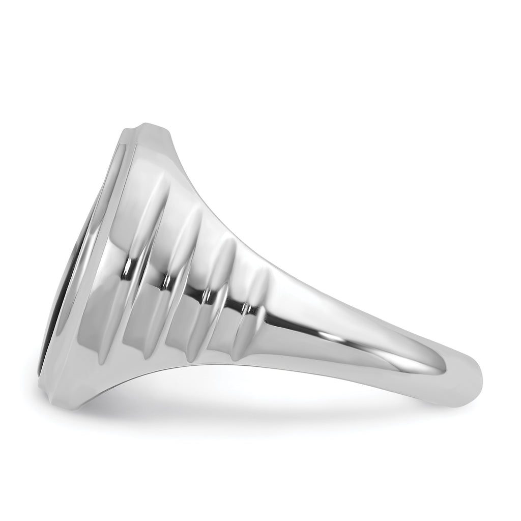 14k White Gold Mens Oval Onyx Complete Ring - Sophia Jewelers