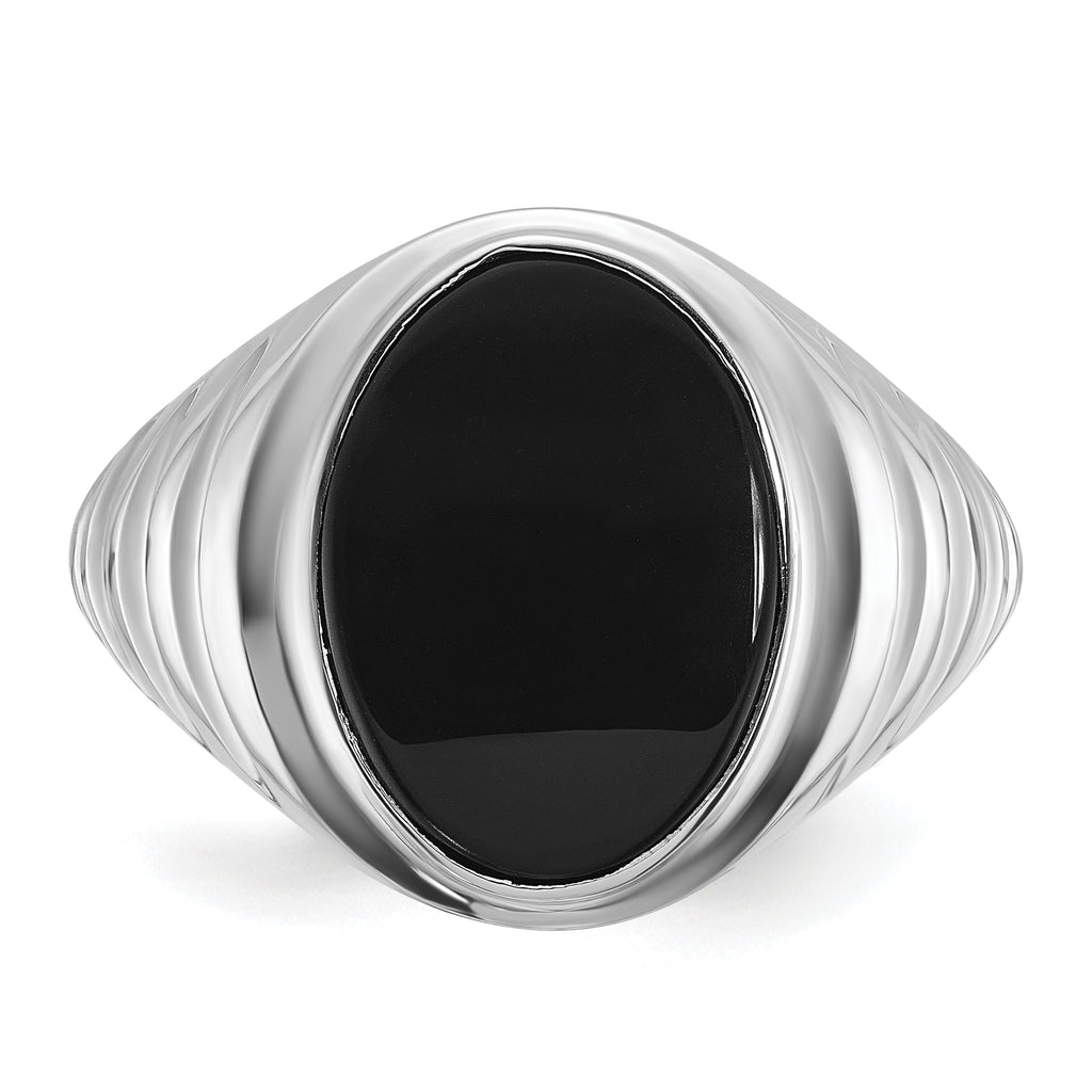 14k White Gold Mens Oval Gemstone Ring Mounting, Mounting Only - Sophia Jewelers