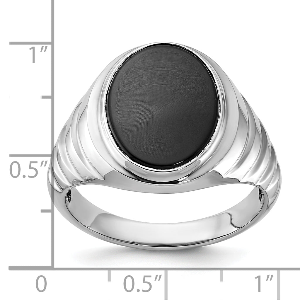 14k White Gold Mens Oval Gemstone Ring Mounting, Mounting Only - Sophia Jewelers
