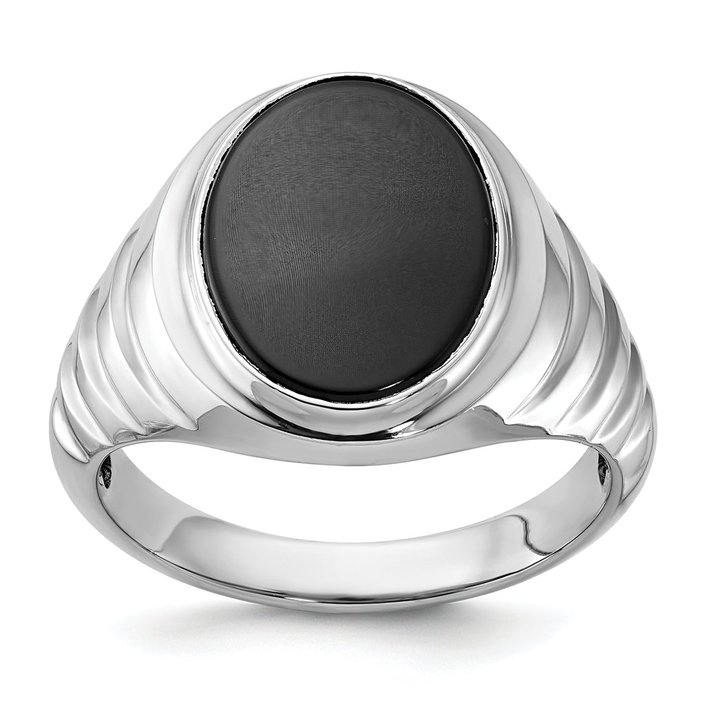 14k White Gold Mens Oval Gemstone Ring Mounting, Mounting Only - Sophia Jewelers
