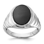 14k White Gold Mens Oval Gemstone Ring Mounting, Mounting Only - Sophia Jewelers