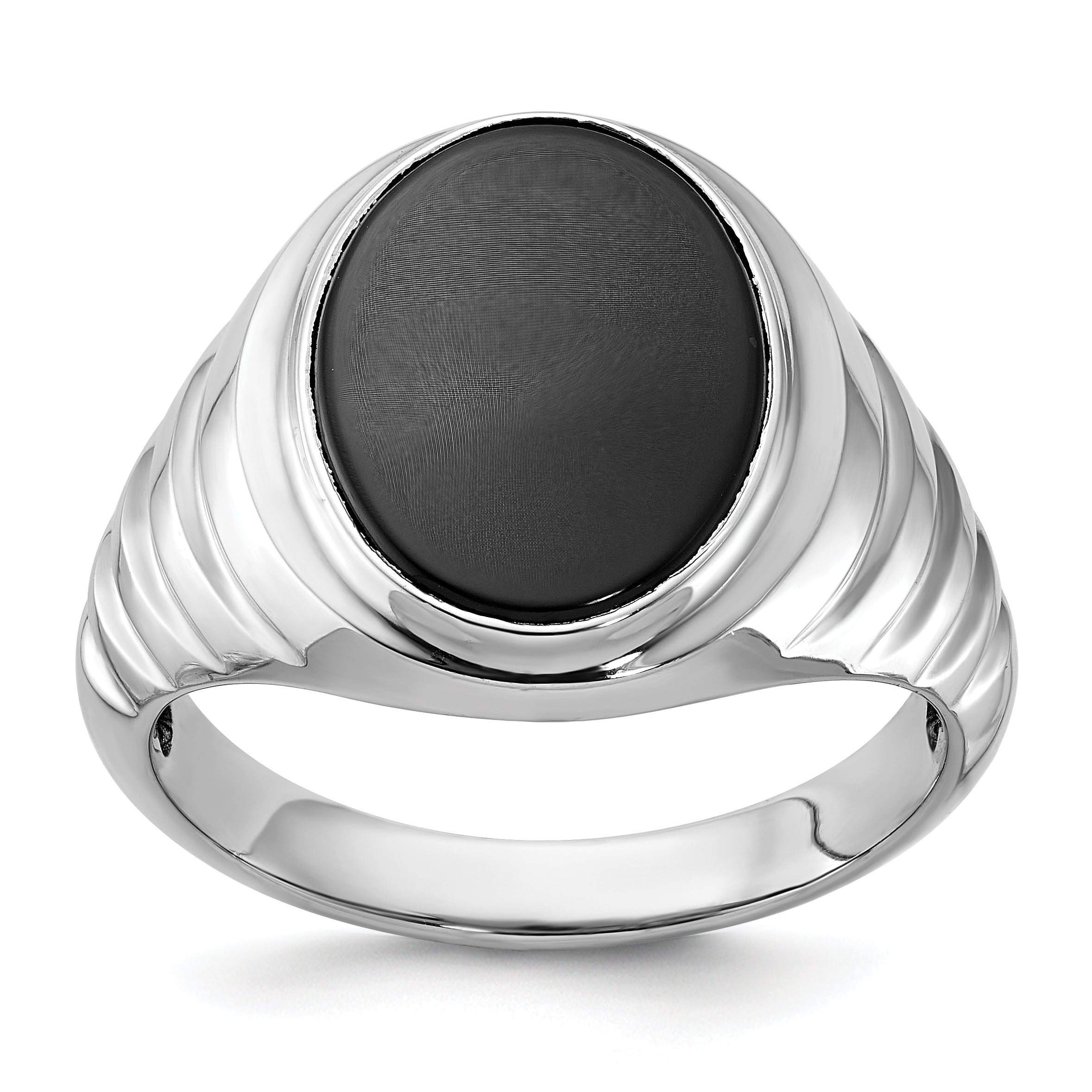 14k White Gold Mens Oval Gemstone Ring Mounting, Mounting Only - Sophia Jewelers