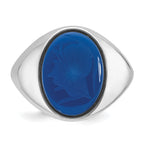 14k White Gold Mens Oval Blue Agate Complete Ring - Sophia Jewelers