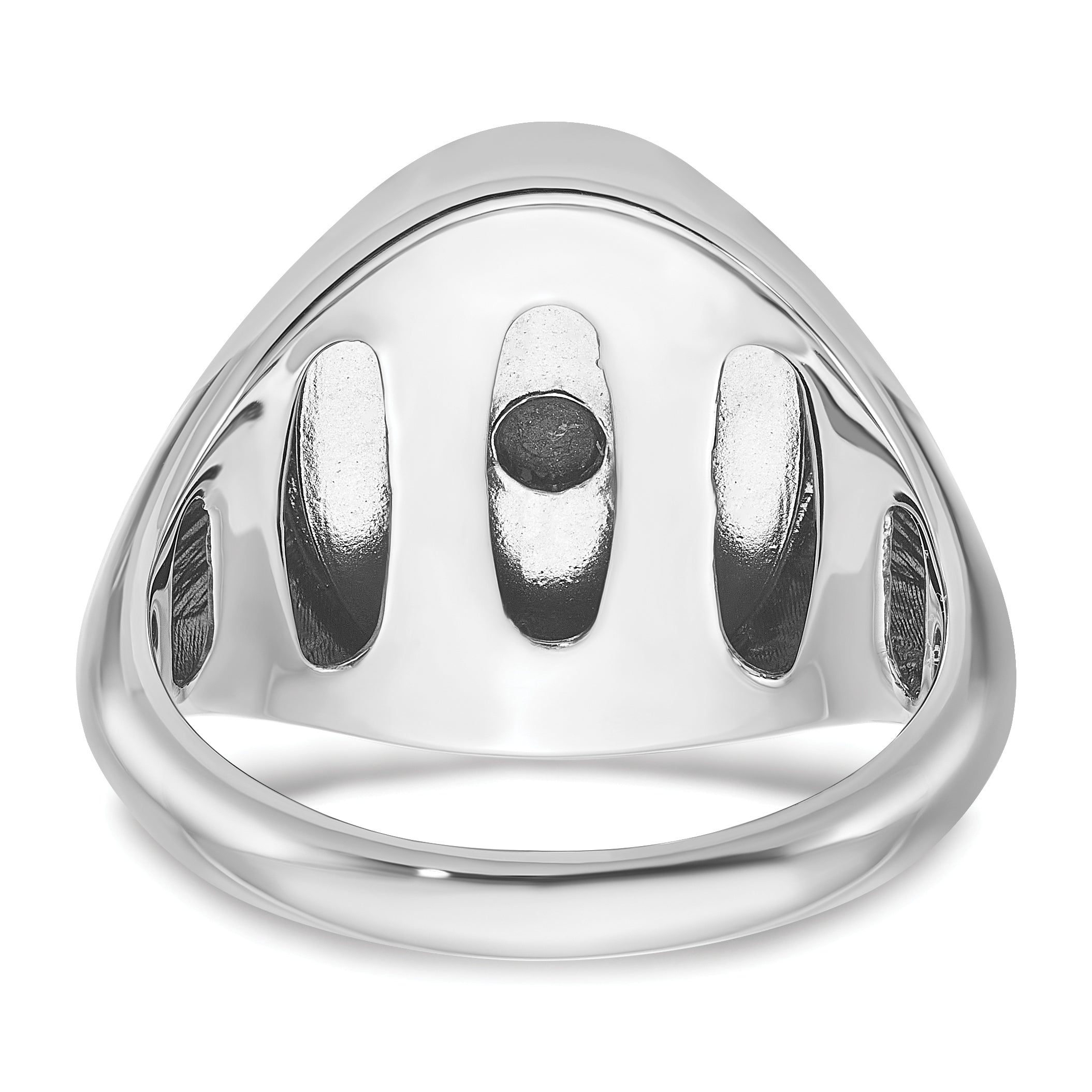 14k White Gold Mens Oval Blue Agate Complete Ring - Sophia Jewelers