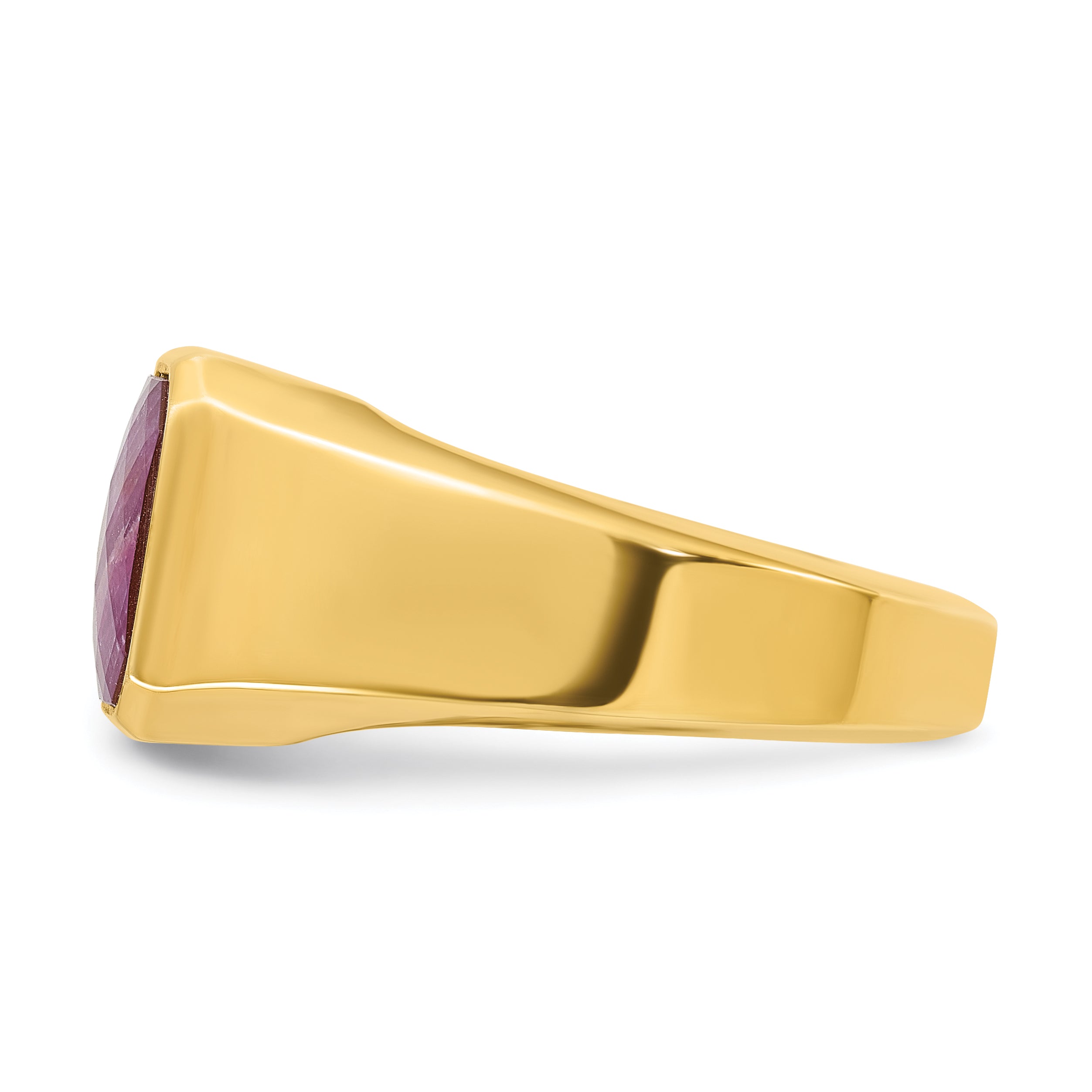 14k Mens Octagon Ruby Doublet Stone Complete Ring - Sophia Jewelers