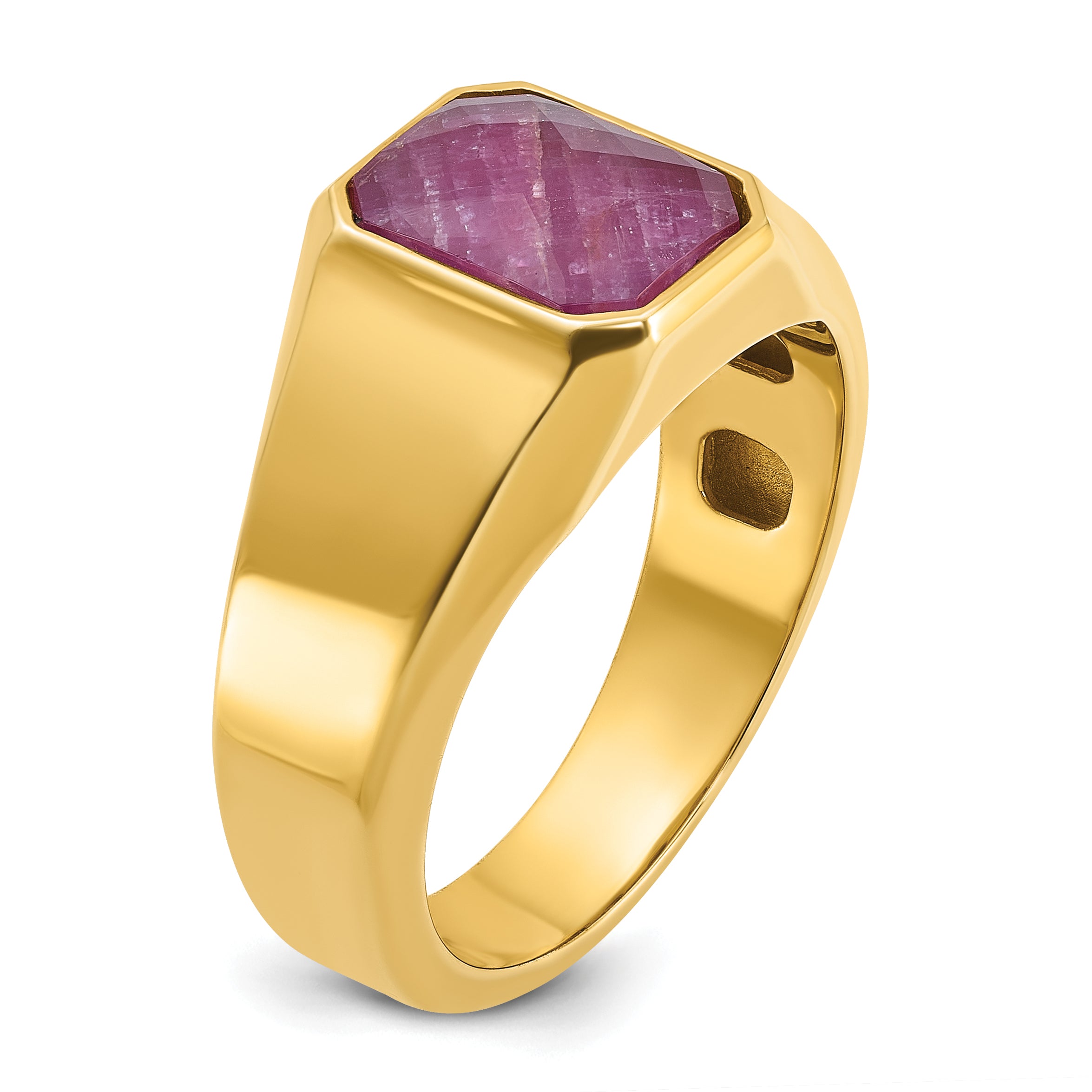 14k Mens Octagon Gemstone Ring Mounting, Mounting Only - Sophia Jewelers