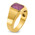 14k Mens Octagon Ruby Doublet Stone Complete Ring - Sophia Jewelers