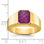 14k Mens Octagon Ruby Doublet Stone Complete Ring - Sophia Jewelers