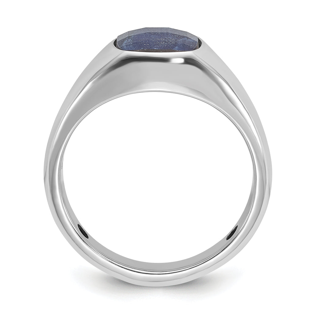 10k White Gold Men's Sapphire Doublet Stone Complete Ring