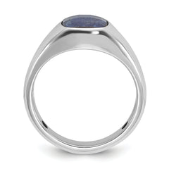 10k White Gold Men's Sapphire Doublet Stone Complete Ring