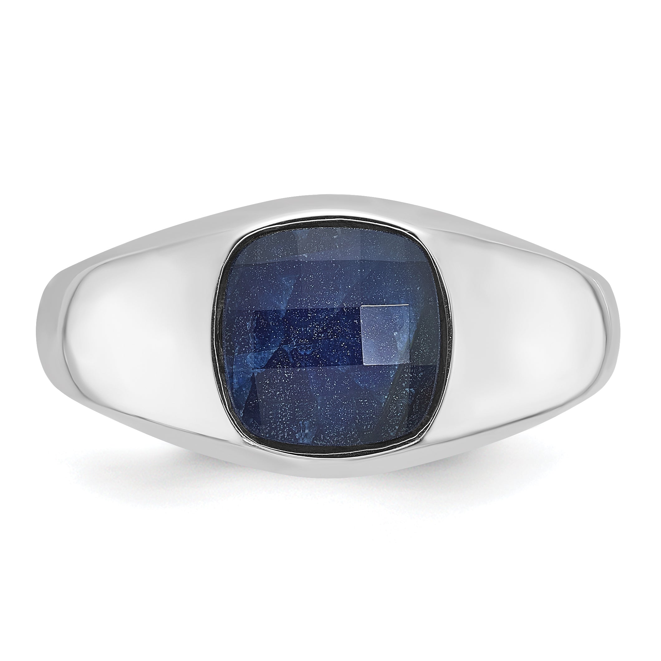 10k White Gold Men's Sapphire Doublet Stone Complete Ring
