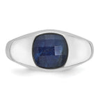 10k White Gold Men's Sapphire Doublet Stone Complete Ring
