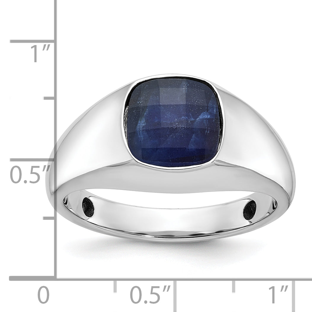 10k White Gold Men's Sapphire Doublet Stone Complete Ring