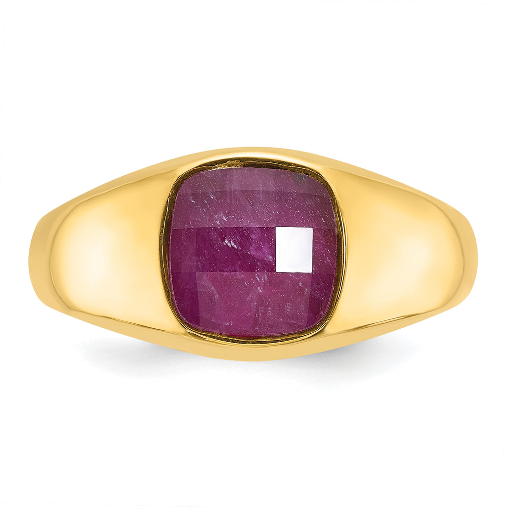 10k Men's Ruby Doublet Stone Complete Ring