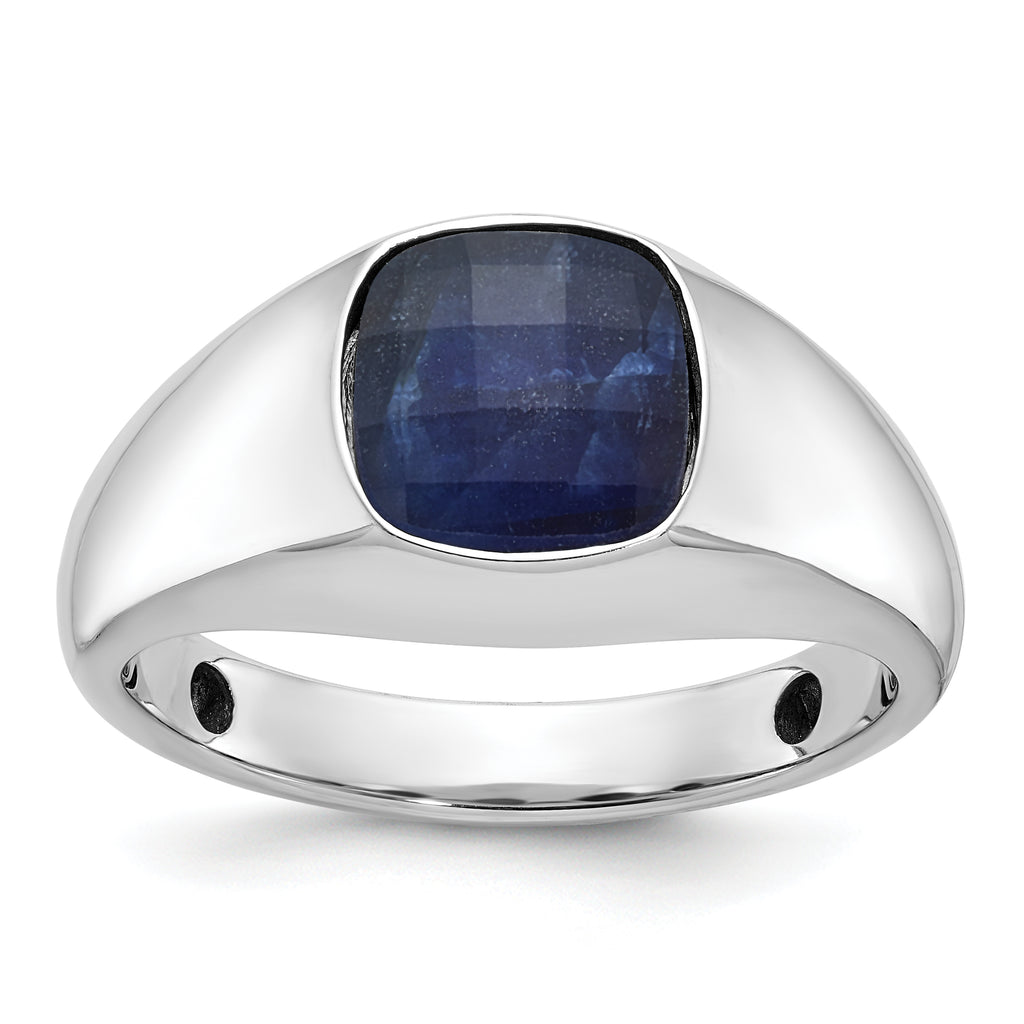 14k White Gold Mens Cushion Gemstone Ring Mounting, Mounting Only - Sophia Jewelers