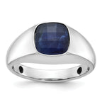 14k White Gold Mens Cushion Sapphire Doublet Stone Complete Ring - Sophia Jewelers