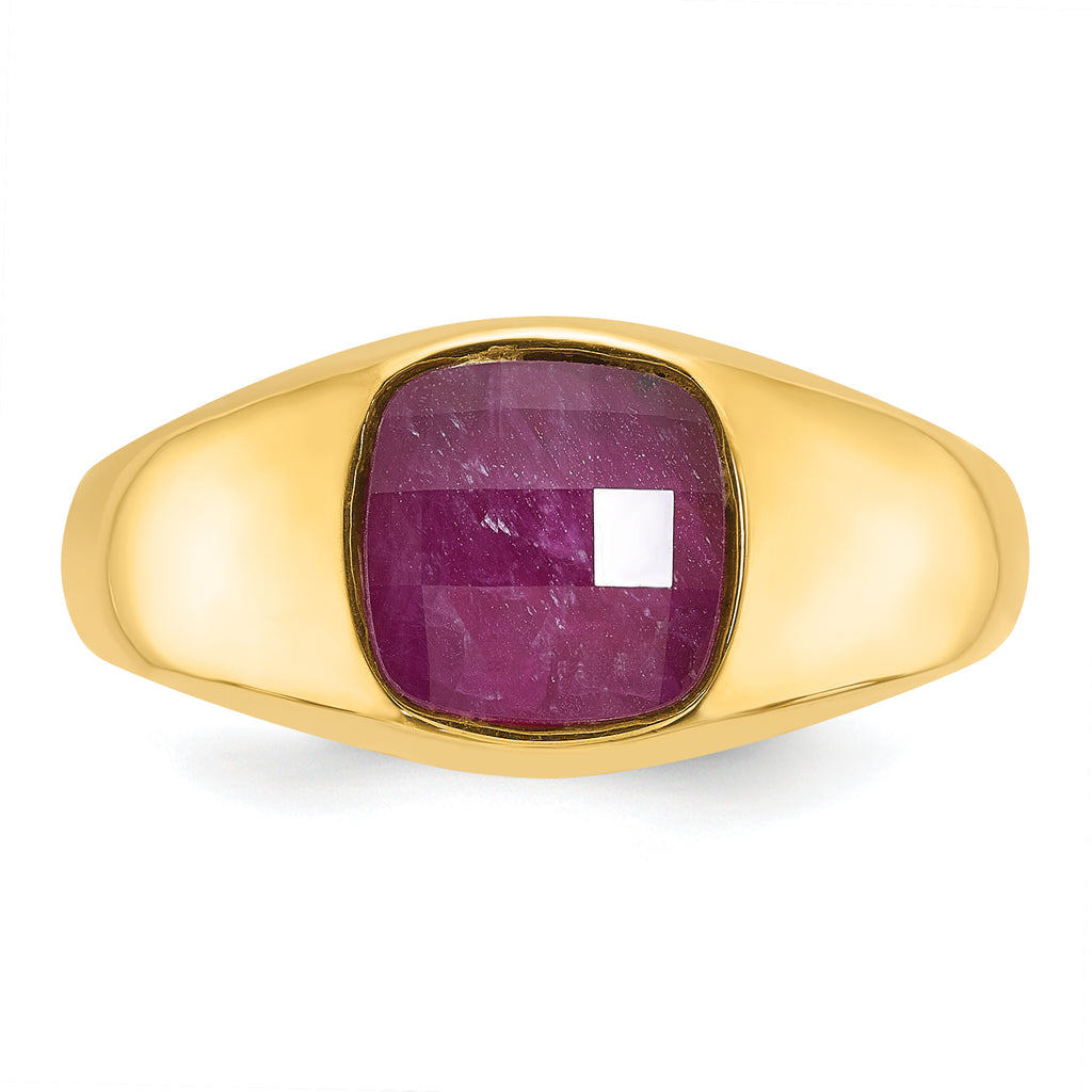 14k Mens Cushion Gemstone Ring Mounting, Mounting Only - Sophia Jewelers