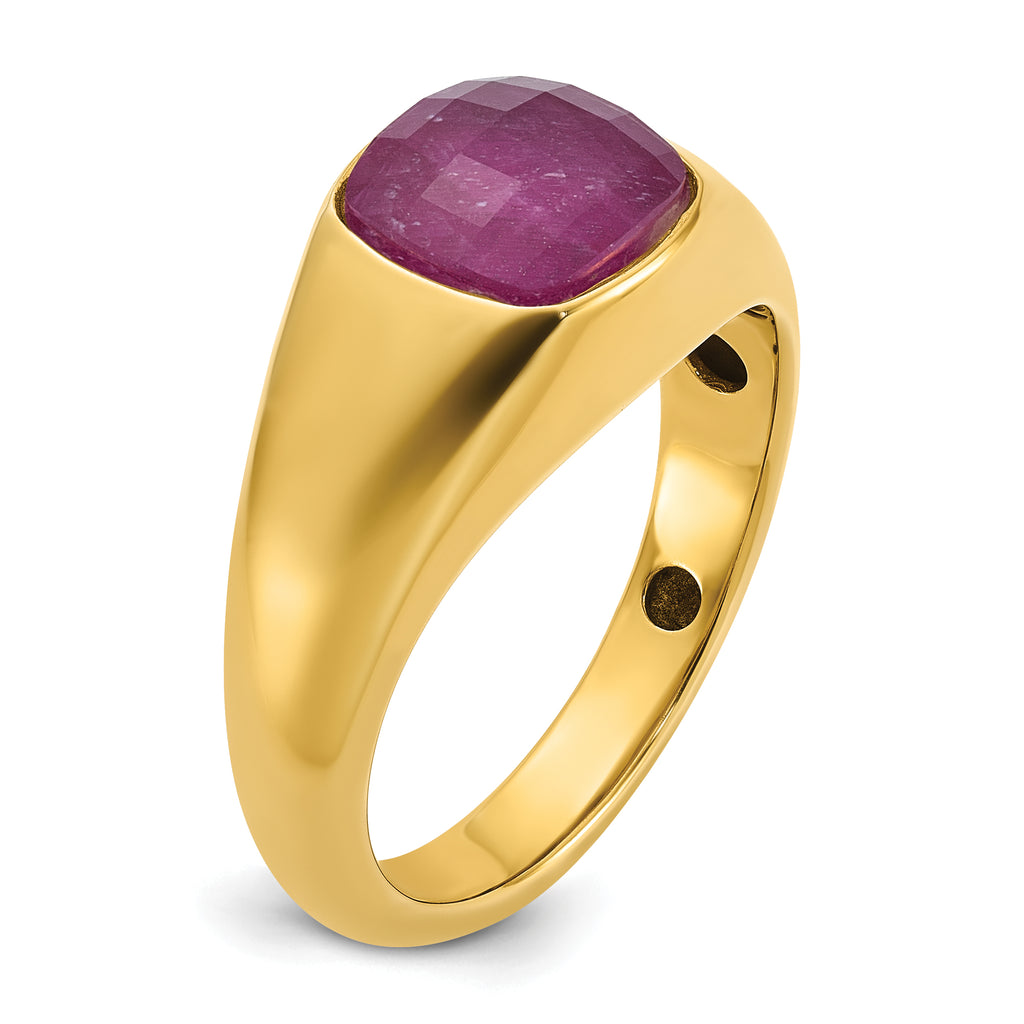 14k Mens Cushion Gemstone Ring Mounting, Mounting Only - Sophia Jewelers