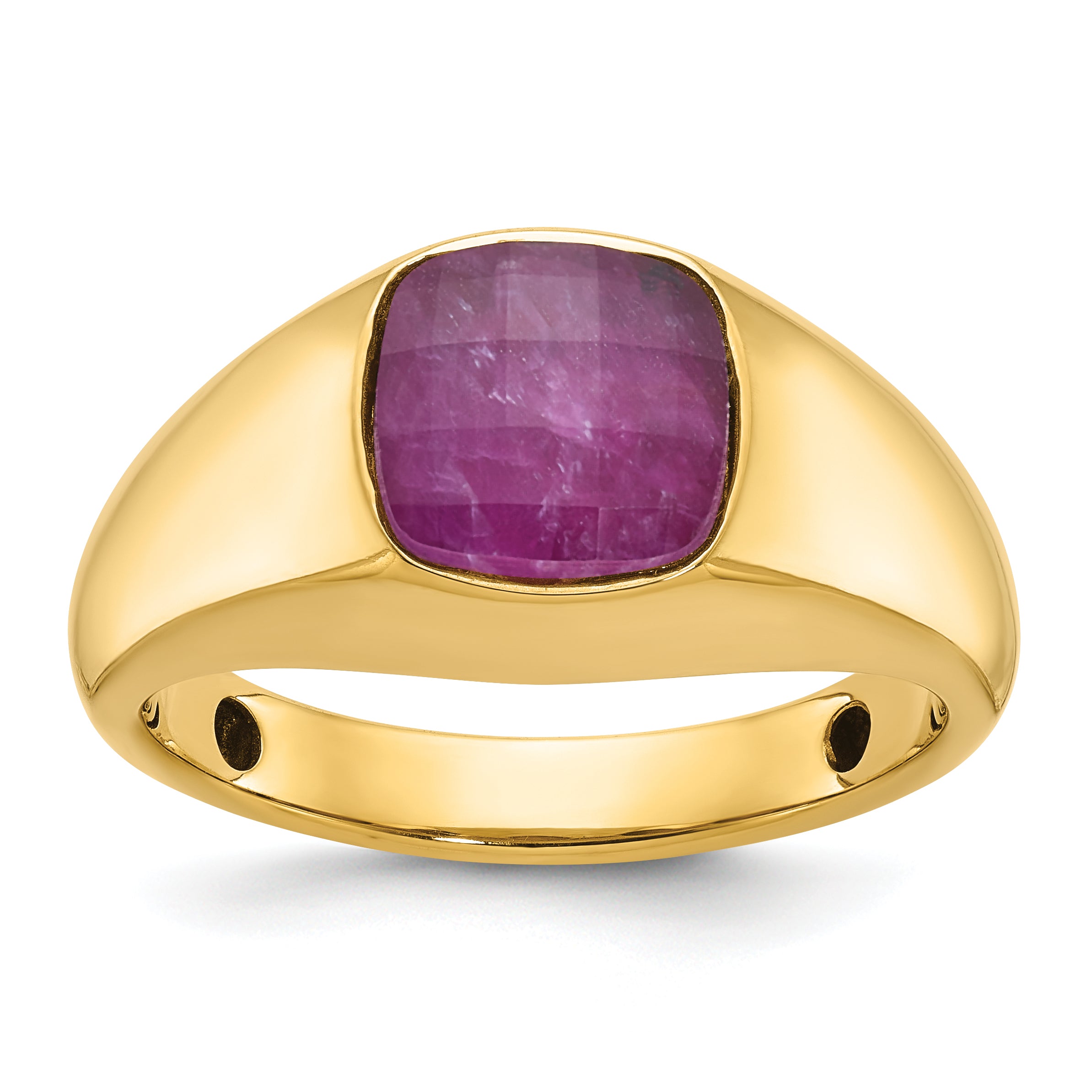 14k Mens Cushion Ruby Doublet Stone Complete Ring - Sophia Jewelers Main image