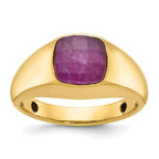 14k Mens Cushion Ruby Doublet Stone Complete Ring - Sophia Jewelers