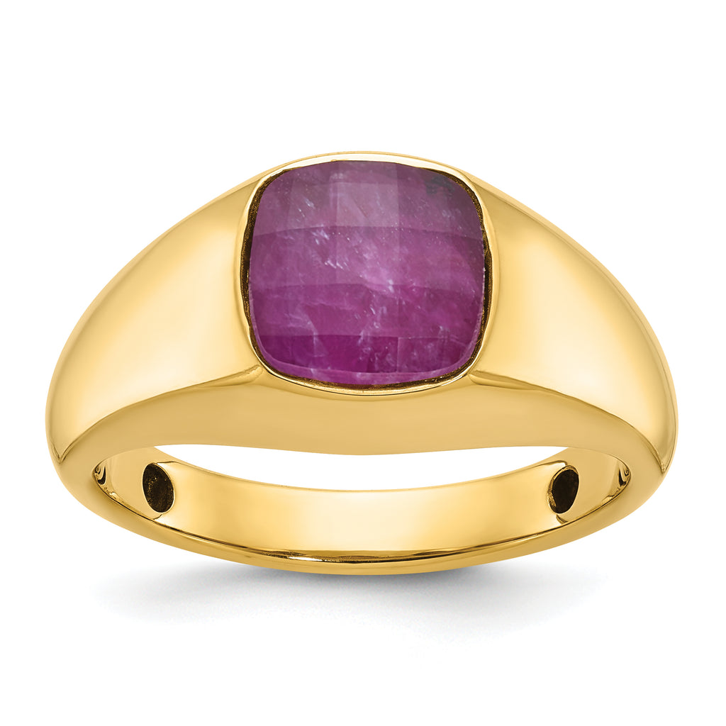 14k Mens Cushion Gemstone Ring Mounting, Mounting Only - Sophia Jewelers