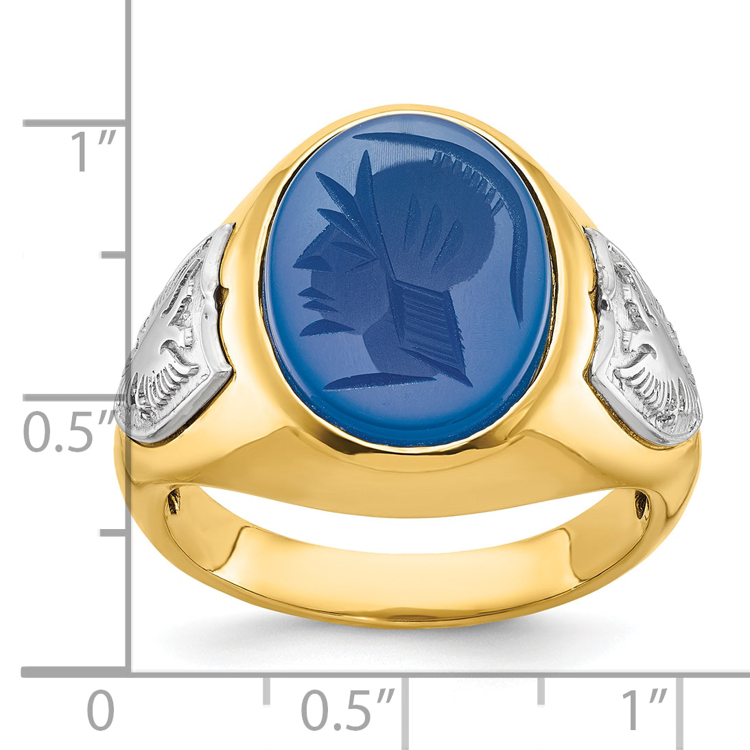 10k Two-tone Men's Blue Agate Complete Ring