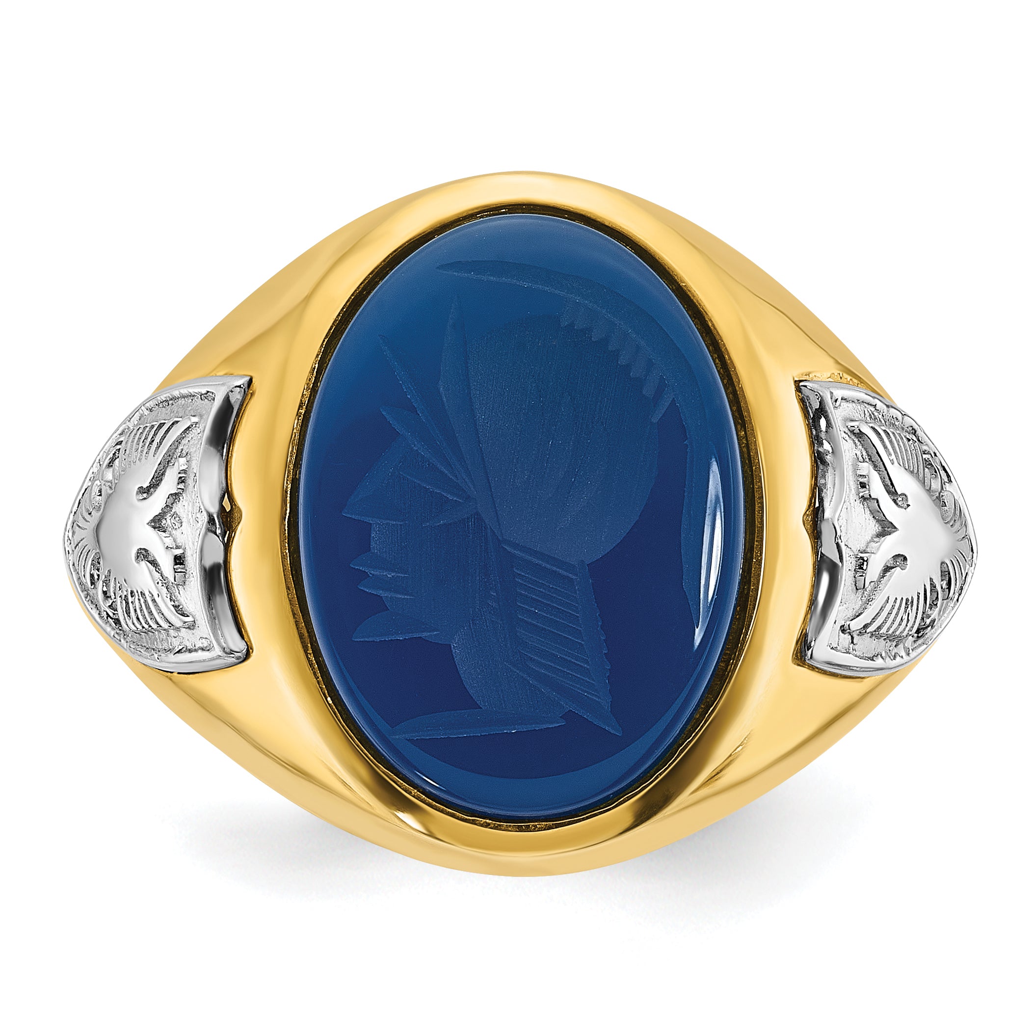 14k Two-tone Mens Oval Gemstone Ring Mounting, Mounting Only - Sophia Jewelers