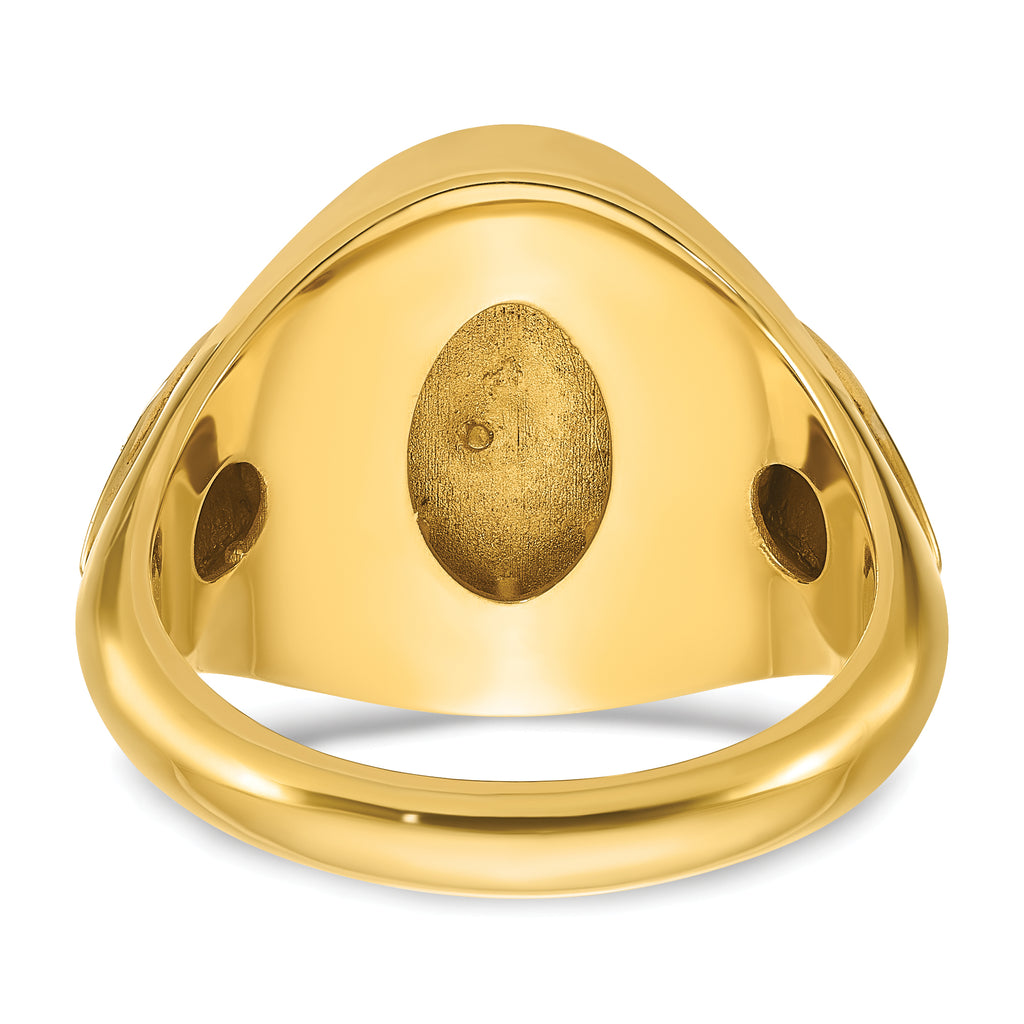 14k Two-tone Mens Oval Gemstone Ring Mounting, Mounting Only - Sophia Jewelers