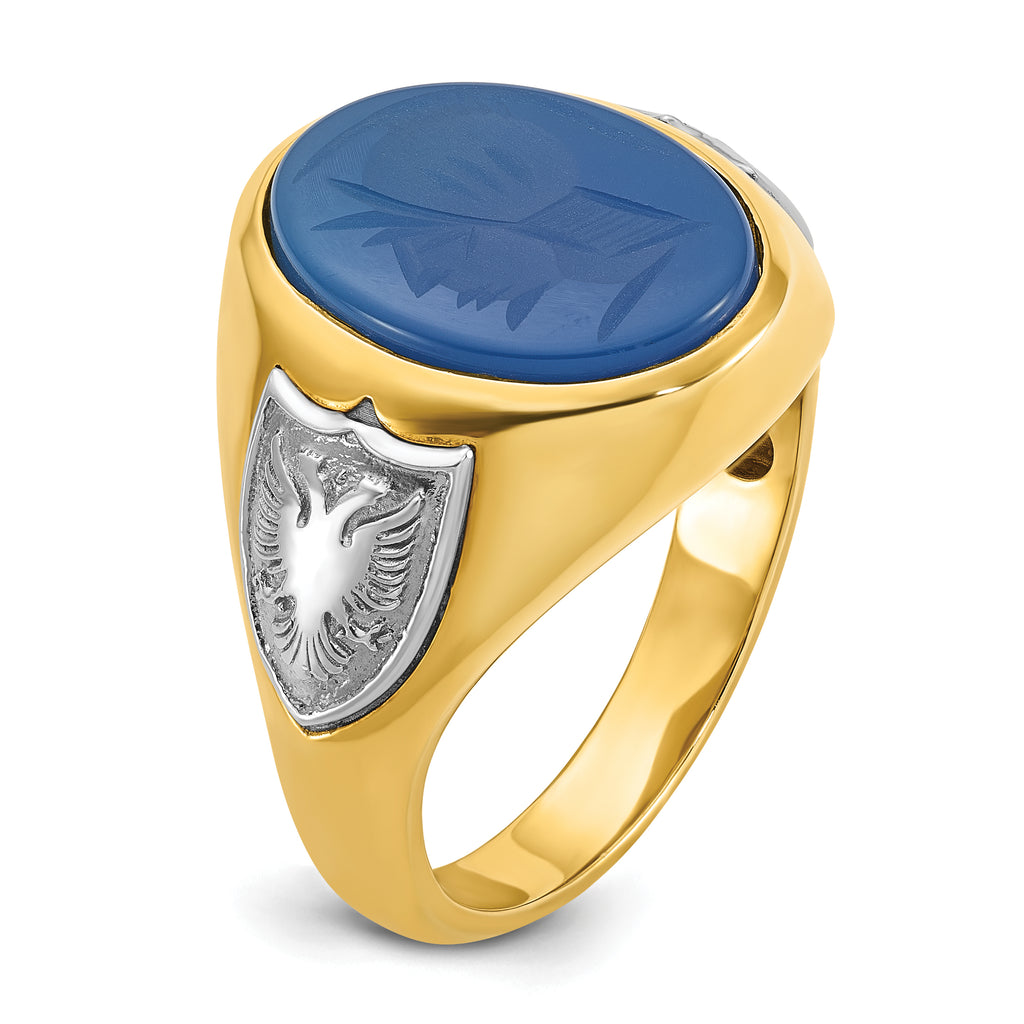 14k Two-tone Mens Oval Gemstone Ring Mounting, Mounting Only - Sophia Jewelers
