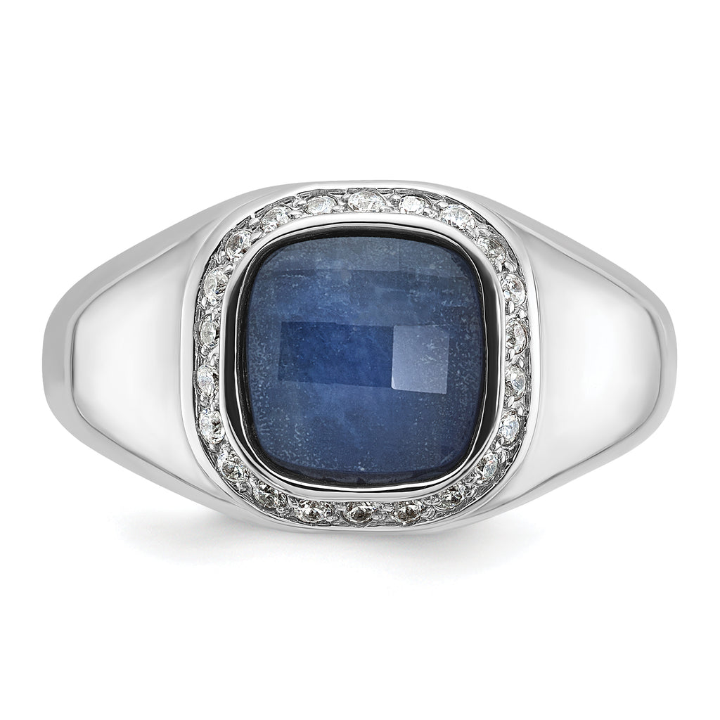 10kw Men's Sapphire Doublet Stone and Diamond Complete Ring