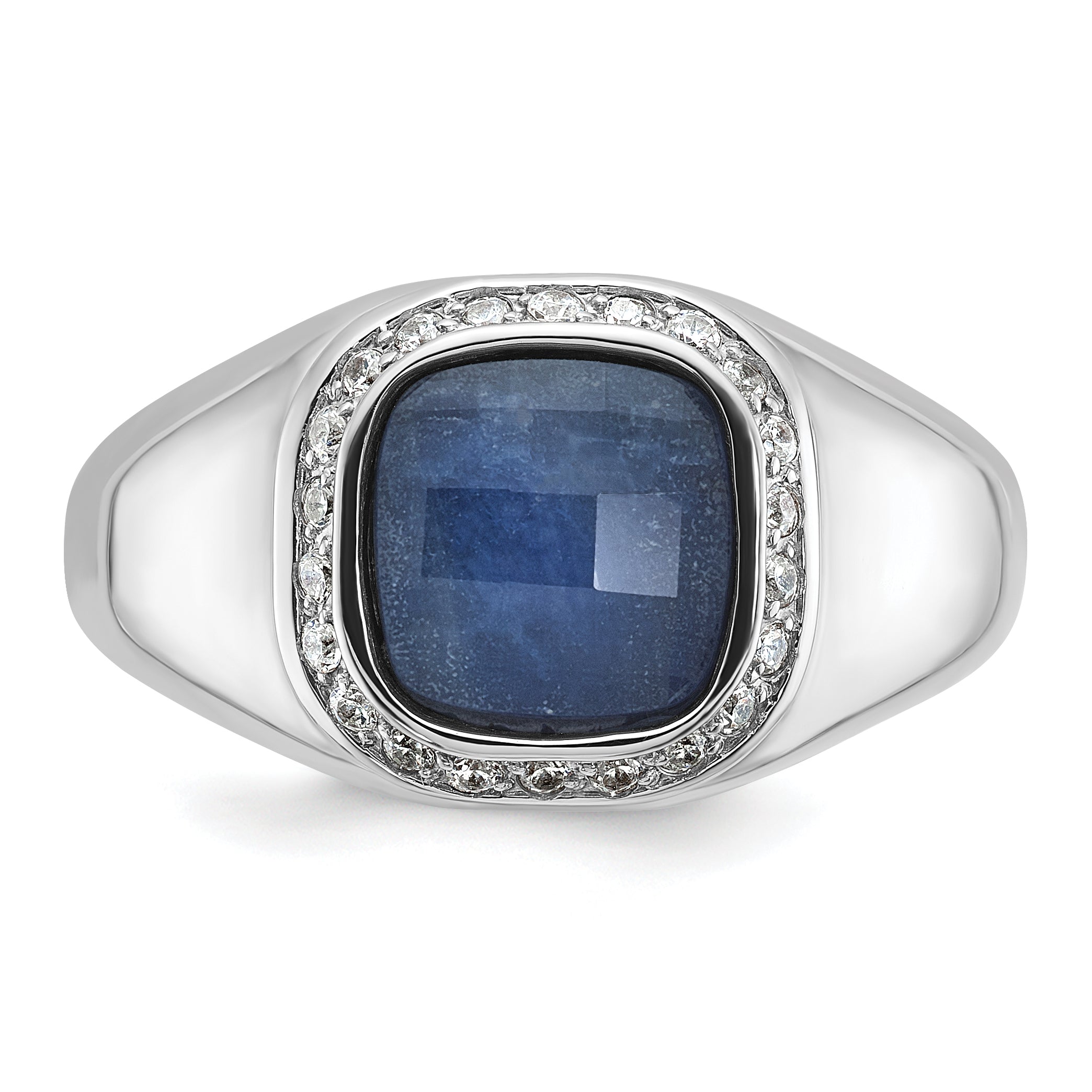 10kw Men's Sapphire Doublet Stone and Diamond Complete Ring